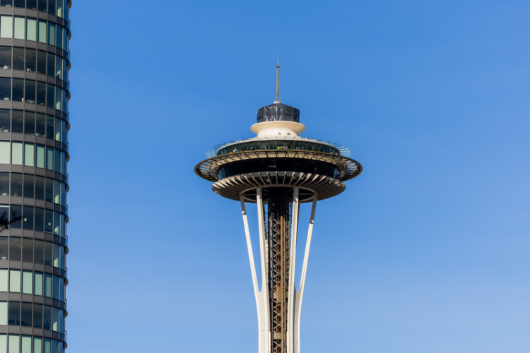 View of the Space Needle from Bell Street
