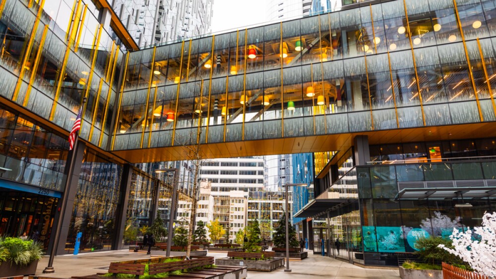 A foot bridge connecting two buildings