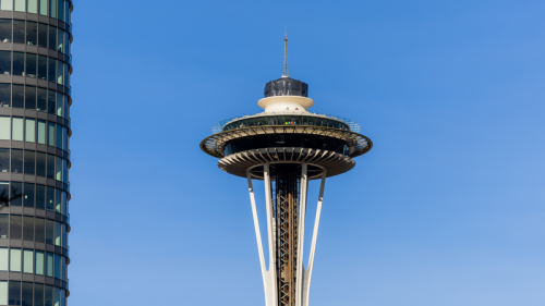 View of the Space Needle from Bell Street